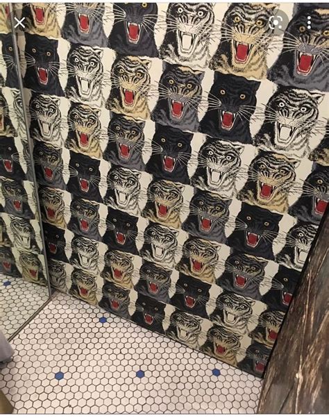 gucci tiger wallpaper bathroom.